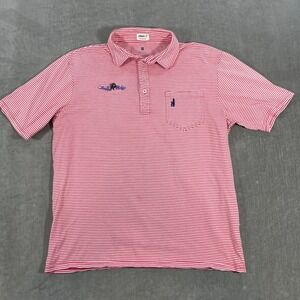 Johnnie-O Mens Medium Red‎ White Stripe Polo Shirt